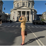 Bonnyshow  Retro Lace Up Suit Jacket Mini Skirt Set Women Sexy Hollow Out Lapel Jackets A-lined Skirts Female's Sets 2025 Chic Streetwear