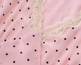 Bonnyshow  Pink Dot Print Elegant Long Dresses Women Lace Trim V Neck Short Sleeve A-line Summer Dress Party Maxi Robe
