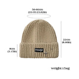 Bonnyshow Korean Letter Knit Beanie Cap Women Winter Thickened Warm Pullover Hat Solid Color Star Female Ski Woollen Caps