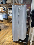 Bonnyshow  Blue Striped Drawstring Straight Long Pants Women Casual Cotton Soft High Waist Trousers Simple Sweet Vintage Home Pajama Pants