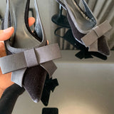Bonnyshow  Elegant Women High Heels Sandals Pointed Daily Office Lady Shoes Fashion Black Bow 2025 Summer Slingback Dress Stilettos