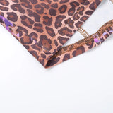 Bonnyshow  Floral Leopard Print Mini Skirt Set Backless Strapless Top Y2K Chic Two-Piece Outfit For Women Summer Casual Beachwear