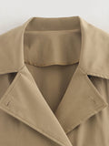 Bonnyshow Casual Loose Turndown Collar Women's Jacket Solid Color Double Breasted  Short Jackets Simple Fashion Vintage Autumn Women Coat