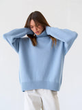 Bonnyshow Women Turtleneck Sweater CHIC Autumn Winter Thick Warm Pullover Top Oversized Casual Loose Knitted Jumper Female Pull