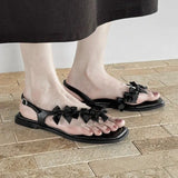 Bonnyshow  Bow Flats Women Clip Toe Sandals Brand Designer Shoes Woman Fashion Slides Summer New Elegant Casual Flip Flops Zapatos Mujer
