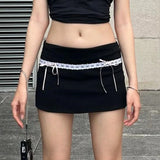 Bonnyshow Black Sexy Skirt Women's New Summer Sweet Fashion Sexy Lace Mini Skirt Slim Casual Solid Streetwear Party Elegant Female Skirt