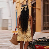 Bonnyshow  New Fashion Black polka dots Kawaii Hottie Casual Sleeveless camisole Suspender Dress Summer Beach Party Dress Vestidos