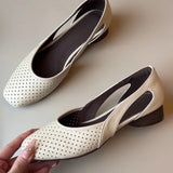 Bonnyshow  Shallow-mouthed Square Toe French Anti-slip Low-heeled Sandals, Summer Bag Toe Retro Style, Breathable Soft-soled Casual Shoes