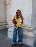Bonnyshow  Trendy Yellow Fringe Patchwork Woman Vest Top Boho Chic Sleeveless Summer Knit Streetwear 2025 Fashion Hollow Out Casual Blouse