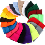 Bonnyshow Winter Knitted Hat Women Men Solid Color Warm Beanie Cap Female Autumn Crochet Woolen Hats Korean Unisex Skullcap