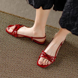 Bonnyshow  Summer Gladiator Women Sandals Casual Open Toe Red Patent Leather Shoes Ladies Elegant Flats Sandalias