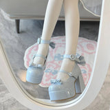 Bonnyshow  New Spring Autumn Fashion Elegant High Heel Waterproof Table Women's Shoes Lolita Style Sweet and Cute Pumps  for Lady