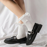 Bonnyshow Lolita Ruffle Socks for Women Japanese Sweet Bow Girls Princess Sock Cute Summer Black White Harajuku Socks