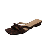 Bonnyshow  Summer Women Beach Vacation Slippers Fashion Open Toe Low Heel Slide Ladies Casual Butterfly-knot Dress Shoes