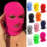 Bonnyshow Motorcycle Windproof Full Face Knit Hats Custom SkiMask Men Warm Wool Balaclava embroidery Winter hats Knitted 3 Holes Ski Mask