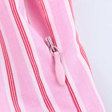 Bonnyshow  Women's Versatile Collar Striped Shirt with Belt Casual Pants Spring New Style Three Piece Set