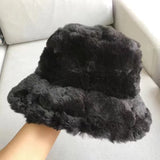 Bonnyshow Faux Fur Bucket Hat for Women Winter Thick Plush Girls Fisherman Cap Korean Solid Color Warm Fluffy Sun Visor Panama Caps