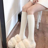Bonnyshow Autumn Winter Stockings for Women Solid Color Warm Knitted Knee Length Sock Girls Harajuku JK Lolita Long Socks Hosiery