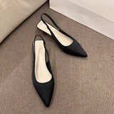 Bonnyshow  Summer New Women Sandals Heel Ladies Shoes Pointed Toe Solid Female Women's Shoes Back Strap Slip on
