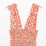 Bonnyshow  women's fashionable slim fit printed deep V-neck waist cinched floral sleeveless temperament summer new dress