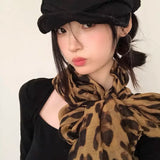 Bonnyshow Leopard Scarf Y2k Vintage American Hottie Silk Scarf Shawl Women's Scarf Beach Shawl Sunburn Prevention Coldproof  Accessories