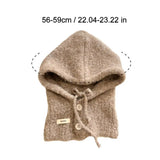 Bonnyshow Fashion Korean Version Balaclava Hat Scarf All-in-One Women Autumn And Winter Warm Earmuffs Hooded Neck Knitted Wool Hat