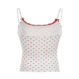 Bonnyshow 00s Aesthetic Cutest Y2k Crop Tops Little Bow Camisole Women Red Heart Print Tank Tops Summer Sleeveless Slim Fit Shirt Vest