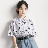 Bonnyshow   Chiffon Blouse Women   Women's Summer Tunic Vintage Clothes Female Hawaiian Shirt with Short Sleeve Harajuku Top Women