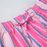 Bonnyshow  Bright Dopamine Elastic Waist Striped Straight Pants Summer Baggy Pants Drawstring Waist Wide Leg Striped Trousers Cool Wind