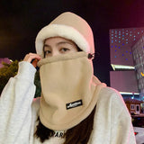 Bonnyshow Winter Fleece Balaclava Hat Women Men Warm Plush Ear Protection Face Neck One-Piece Cap Unisex Outdoor Ski Lei Feng Caps