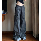 Bonnyshow Vintage Oversize Sports Cargo Pants Woman Harajuku Baggy Casual Jogger Trousers Men Summer Streetwear Thin Pantalones