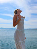 Bonnyshow  Female Sequined Tassel Slip Dresses Elegant Ladies Sleeveless Backless Shining Slim Strap Dress 2025 Summer Fashion New Robe
