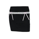 Bonnyshow Black Sexy Skirt Women's New Summer Sweet Fashion Sexy Lace Mini Skirt Slim Casual Solid Streetwear Party Elegant Female Skirt