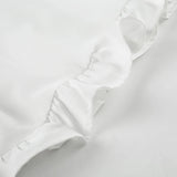 Bonnyshow  Fashion Solid Slim Lace Trim Bow Women Chic T-Shirts Ruffly Causal Simple Summer Trendy Sweet Cute Blouses