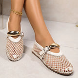 Bonnyshow  Summer Hollow Out Flat Mary Jane Shoes Women Comfort Soft Sole Slip On Ladies Outdoors Party Dress Shoes