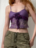 Bonnyshow  Ruffly Slim Fit Spliced Flora Prints Fashion Women Camisole Tops Summer Simple Causal Blouses