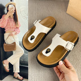 Bonnyshow  Summer Women Cork Slippers Outdoor Flip Flops Sandals Slippers Women Couple Beach Sandals for Women Shoes for Women