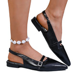 Bonnyshow  Women High Heels Sandals New Summer Pointed Patent Leather Mid-heel Overhead Sandals Women Retro Skinny Heel Back Shoes Women