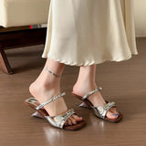 Bonnyshow  Summer Women's Shaped Slippers with Fashion Square Toe Dress Shoes Bow Pump Buckle Cute Women's Sandals 2025 Designer Flip-flops