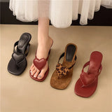 Bonnyshow  Wedge Red Love High Heels Clip Flip-flops Women's Shoes Outer Wear 2025 Summer Elegant Sandals