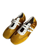 Bonnyshow  Silver Ballet Flats Women's Soft Leather Sport Mary Jane Ribbon Embellished Adult 1 Slip-on Casual Shoes