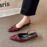 Bonnyshow  Women Pointed Toe Heeled Sandals Bow Sexy Slippers Slingback Summer Shoes Party 2025 Trend New Fashion Dress Woman Shoes Zapatos