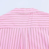 Bonnyshow  Women's Versatile Collar Striped Shirt with Belt Casual Pants Spring New Style Three Piece Set