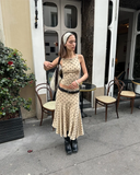 Bonnyshow  Polka Dot Y2K Skirt 2 Piece Set Women's Sleeveless Tank Top Fashion Irregular A-Line Skirt Slim Suit Summer Casual Outfit