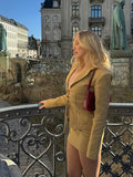 Bonnyshow  Retro Lace Up Suit Jacket Mini Skirt Set Women Sexy Hollow Out Lapel Jackets A-lined Skirts Female's Sets 2025 Chic Streetwear