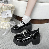 Bonnyshow  Black Super High Heels Mary Jane Shoes Women 2025Goth Chunky Platform Pumps Woman Plus Size Ankle Buckle Party Lolita Shoes
