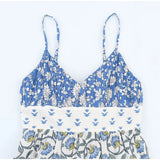 Bonnyshow  Summer Print Long Slip Dresses Women Swish Vacation Backless Fold Bandage Sling Long Robes Bohemia Beach Evening Party Vestidos