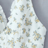 Bonnyshow  Sexy Floral print Spliced Lace Halter Sling Dress Women Backless Low Waist A-lined Short Dresses Femme SummerRobe