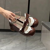 Bonnyshow  Original Lolita Style Round Head Low Heel Bow Mary Jane Shoes Elegant Casual 2025 New Spring and Autumn Women's Pumps