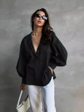 Bonnyshow Loose O-neck Women Stylish Shirts Spring Summer Lantern Sleeve Single-breasted Female 100% Cotton Blouse Ladies Tops